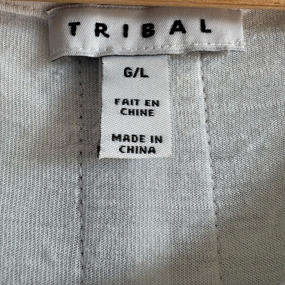 Tribal White Linen Blend Tunic Top | Size Large - Picture 5 of 7